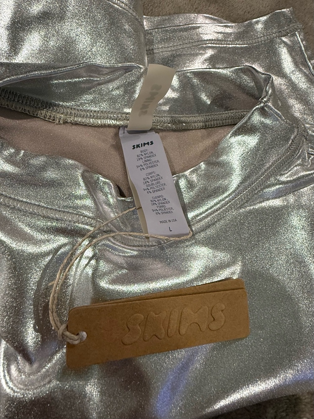 NWT! SKIMS Limited Edition - Metallic Swim - Nickel / Silver Bikini Set - Picture 5 of 5